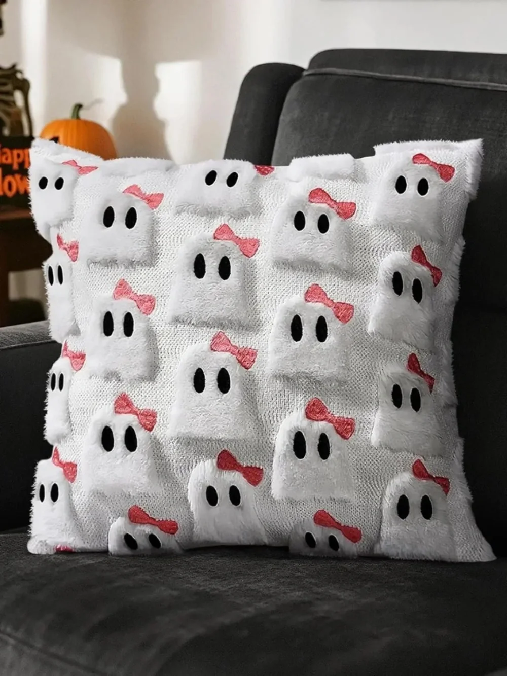 NWOT Plush Ghost Halloween Pillow Cover Fits 18x18 Insert